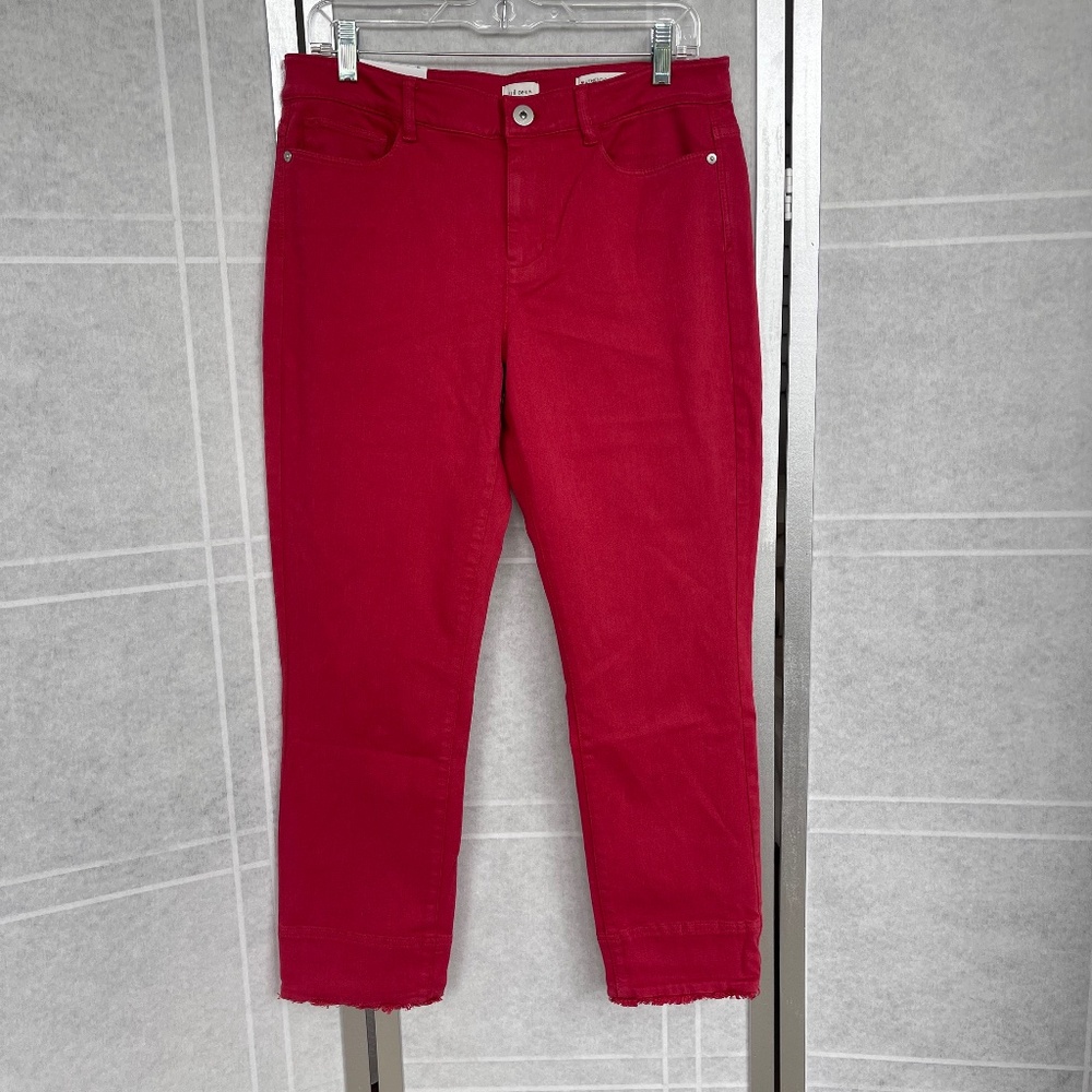 NWT J.Jill Denim Red (Light Vermilion) Cropped Ankle Jeans sz 10 tall